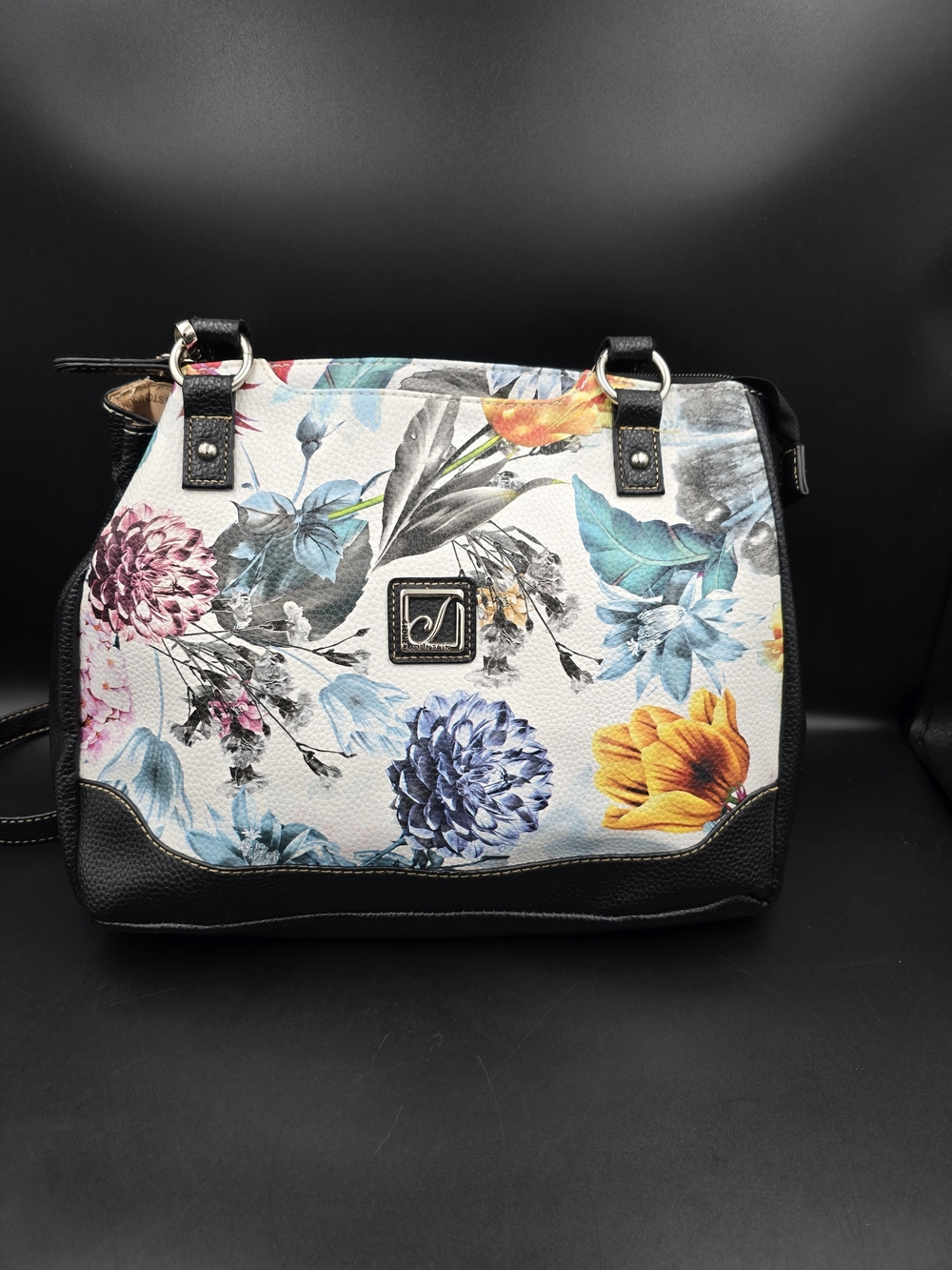Stone Mountain Accessories Floral Satchel in White, Blue, Yellow, Pink